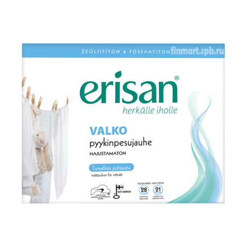 Стиральный порошок для белого Erisan valko pyykinpesujauhe (гипоаллергенный) - 1 кг.