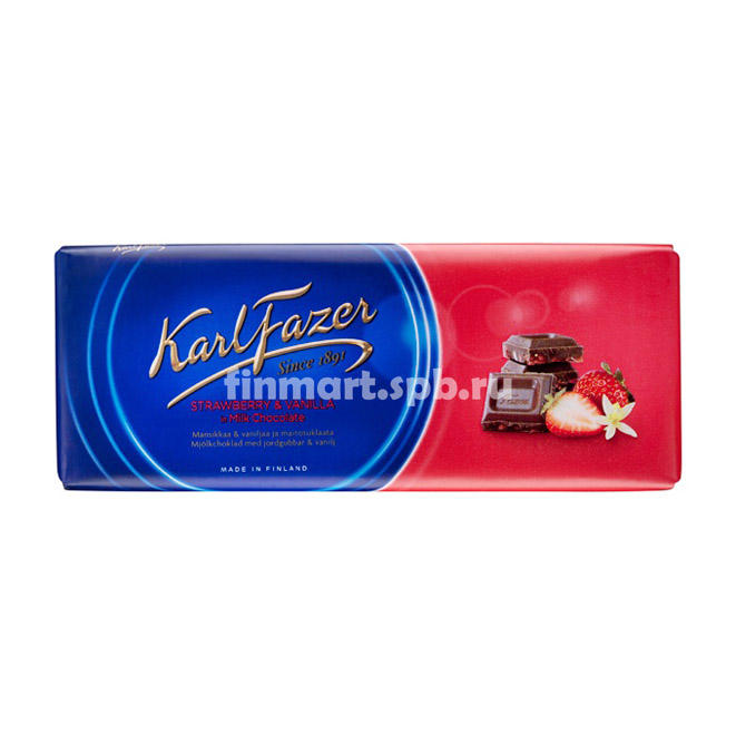 Молочный шоколад Karl Fazer mansikka&vanilja (клубника, ваниль) - 190 гр.
