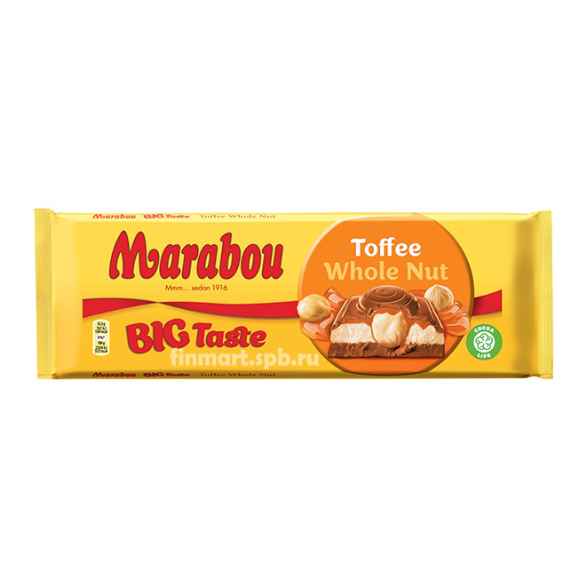 Молочный шоколад Marabou Toffee Whole Nut - 300 гр.