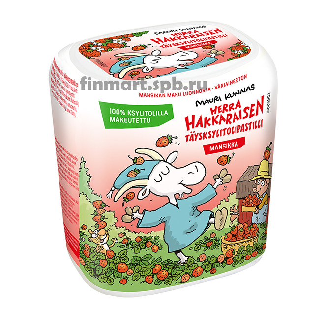 Конфеты с ксилитолом Jenkki Mansikka (вкус клубники) - 55 гр.