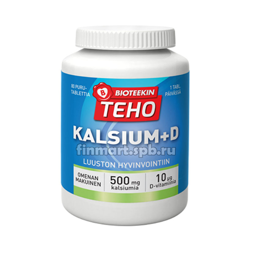 Витамины Bioteekin Teho Kalsium+D (Калиций + витамин Д) - 80 таб.