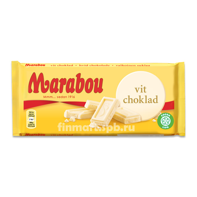 Белый шоколад Marabou Vit Choklad - 185 гр.