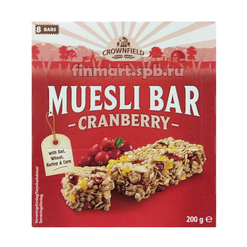 Батончики мюсли Muesli Bar cranberry (с клюквой) - 8 шт.