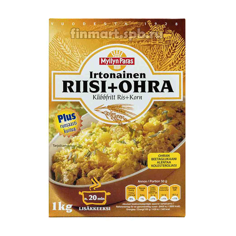 Каша Myllyn Paras Riisi+ohra (Рис + Ячмень) - 1 кг.