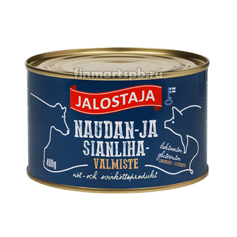 Тушёная говядина со свининой Jalostaja naudan- ja sianlihavalmiste 400 гр.