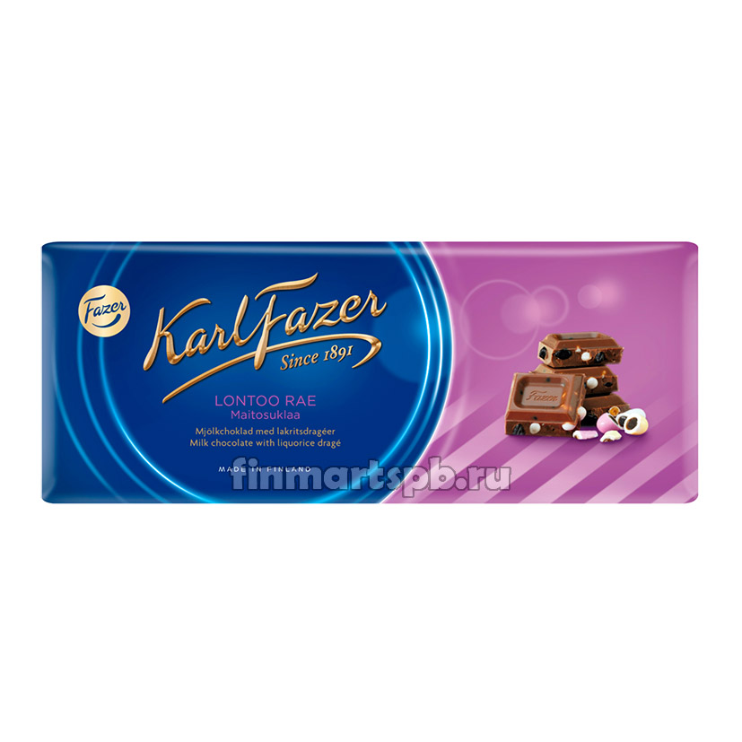 Молочный шоколад Karl Fazer Lontoo rae (с лакрицей) - 200 гр.