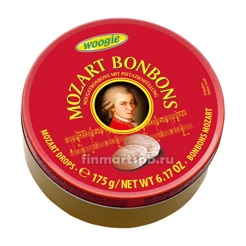 Леденцы Woogie Mozart BonBons (вкус нуги и фисташек)