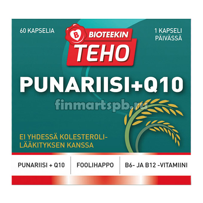 Витамины B12,B6,Q10 с красным рисом Bioteekin Punariisi+Q10