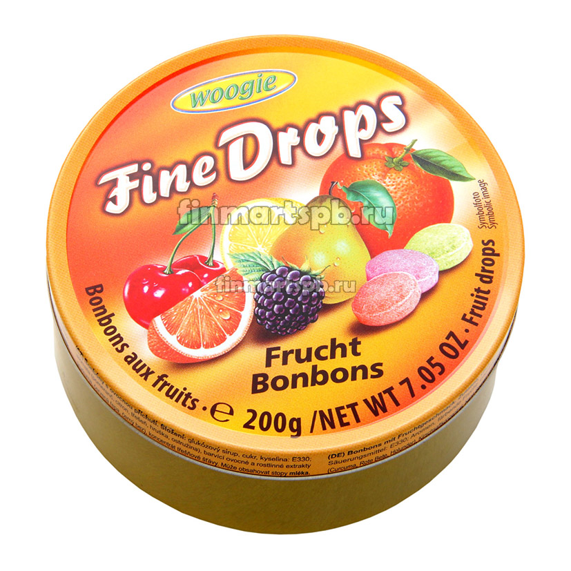 Леденцы Woogie Fine Drops (фруктовое ассорти)