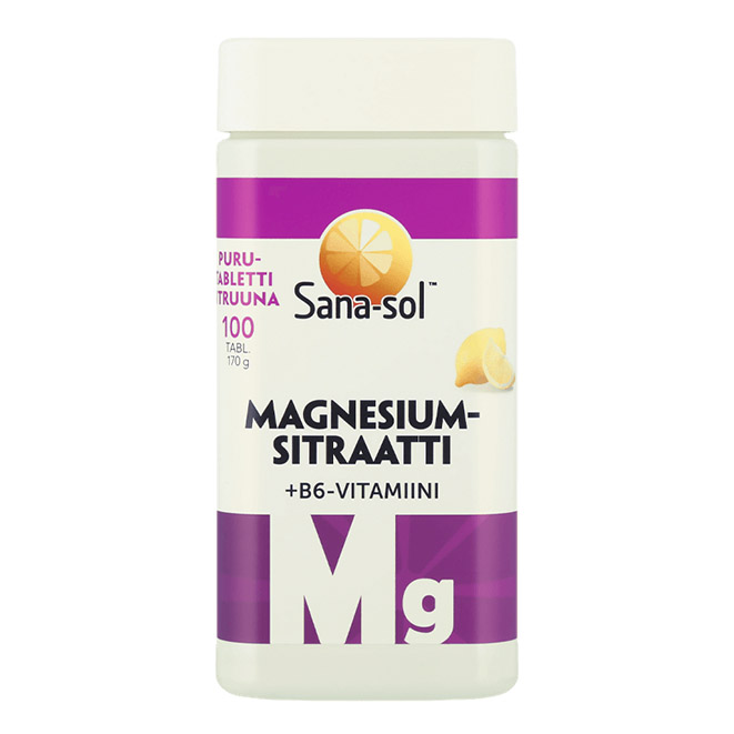 Sana-sol Magnesiumsitraatti + B6-vitamiini (магний цитрат + Б6, вкус лимон) - 100 таб.