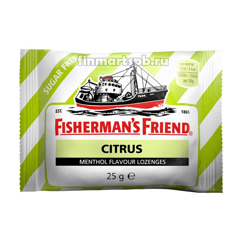Ментоловые конфеты Fisherman`s Friend Citrus (ментол и цитрус) , 25 гр.
