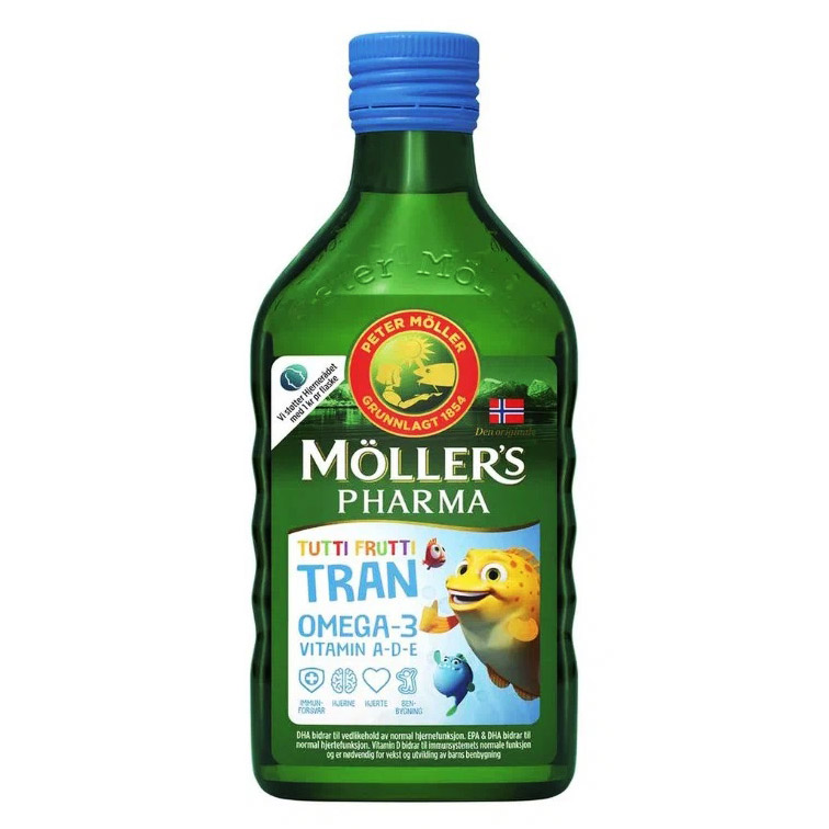 Рыбий жир для детей Moller Tran Omega 3 (Рыбий жир - тутти фрутти) , 250 мл.