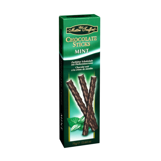 Шоколадные палочки с мятной начинкой Maitre Truffout  - 75 гр.