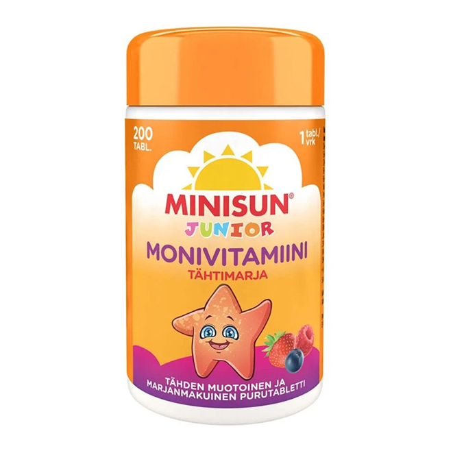Поливитамины Minisun Multivitamin Tahtimarja junior (клубника, малина)